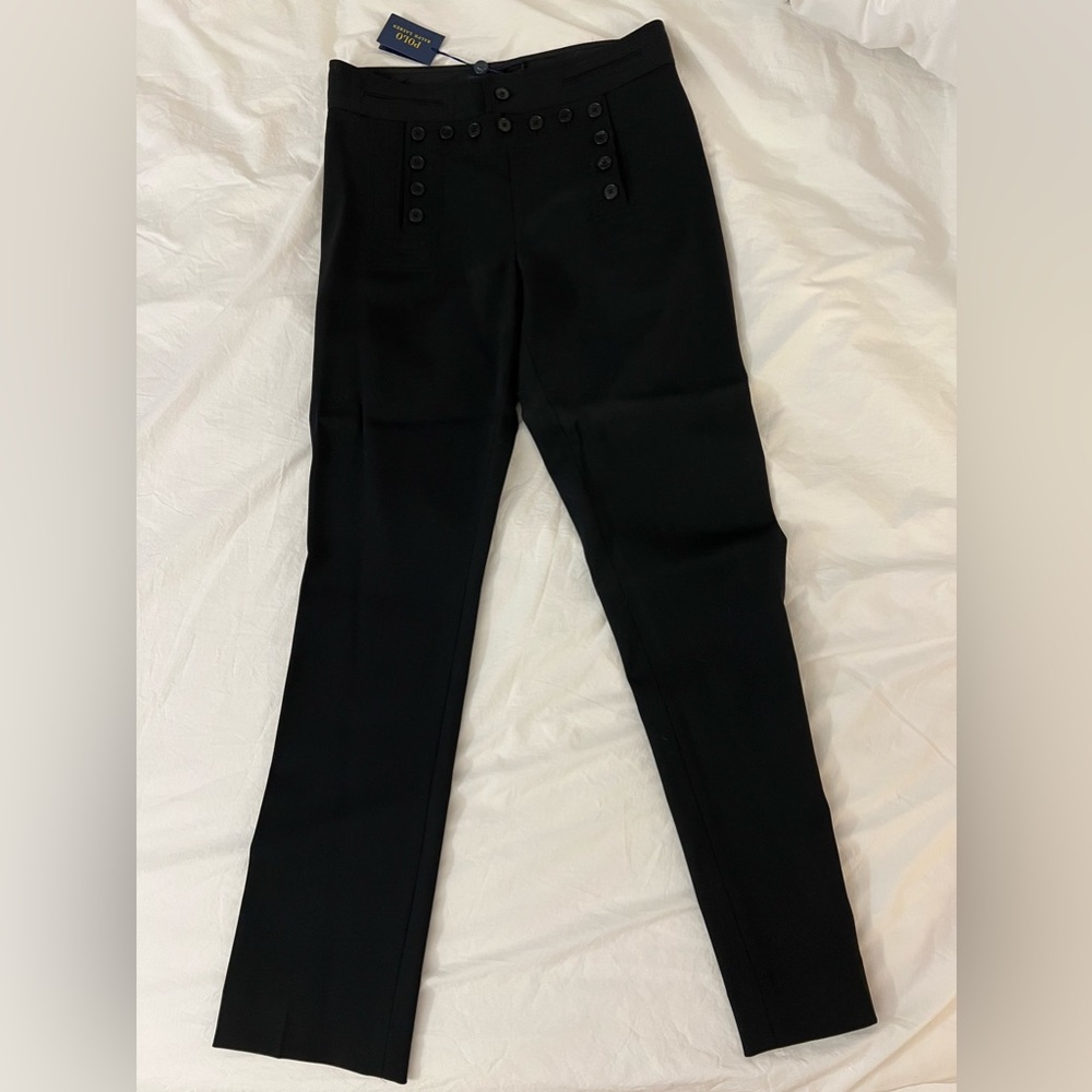 Ralph Lauren Polo women’s dress pants in black with front button closure